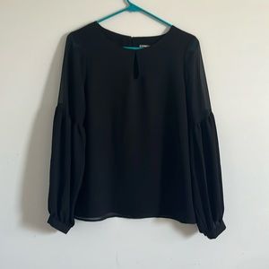 Black almost sheer woman’s size small work blouse